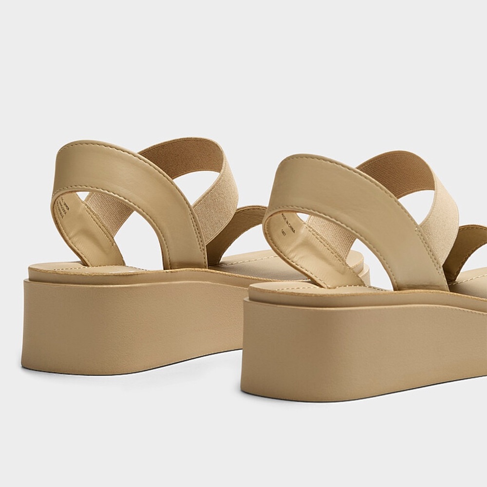 Steve Madden Janice Woven Nubuck Platform Sandals Beige Platform Sandals Sz 10M - Picture 2 of 10